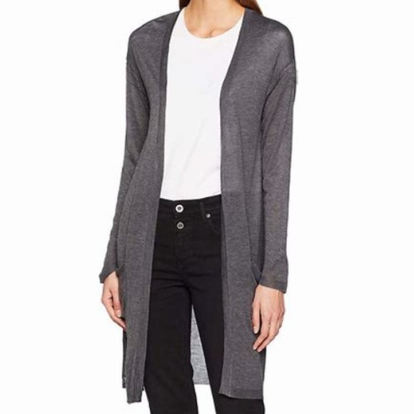 Kaffe Lightweight Long Sandra Cardigan In Grey - Picture 3 of 8